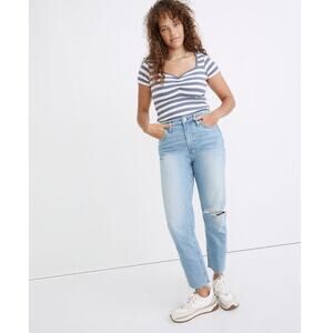 Madewell The Curvy Perfect Vintage Jean in Coney Wash: Destroyed Edition Sz 28